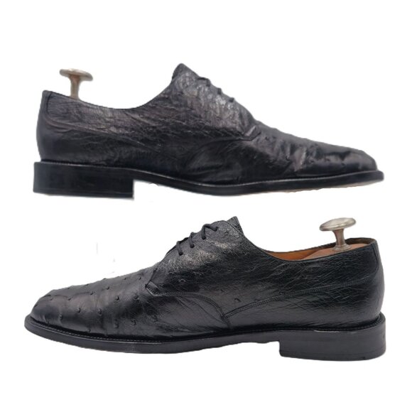 Mezlan Platinum Exotic Full Quill Ostrich Dress Shoes Men\'s 11.5M Black Oxfords main image 11